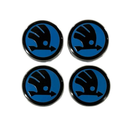Set 4 capacele roti 60mm, pentru jante aliaj Skoda, Albastru