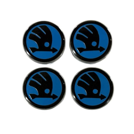 Set 4 capacele roti 60mm, pentru jante aliaj Skoda, Albastru
