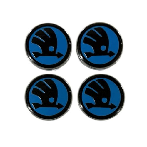 Set 4 capacele roti 60mm, pentru jante aliaj Skoda, Albastru