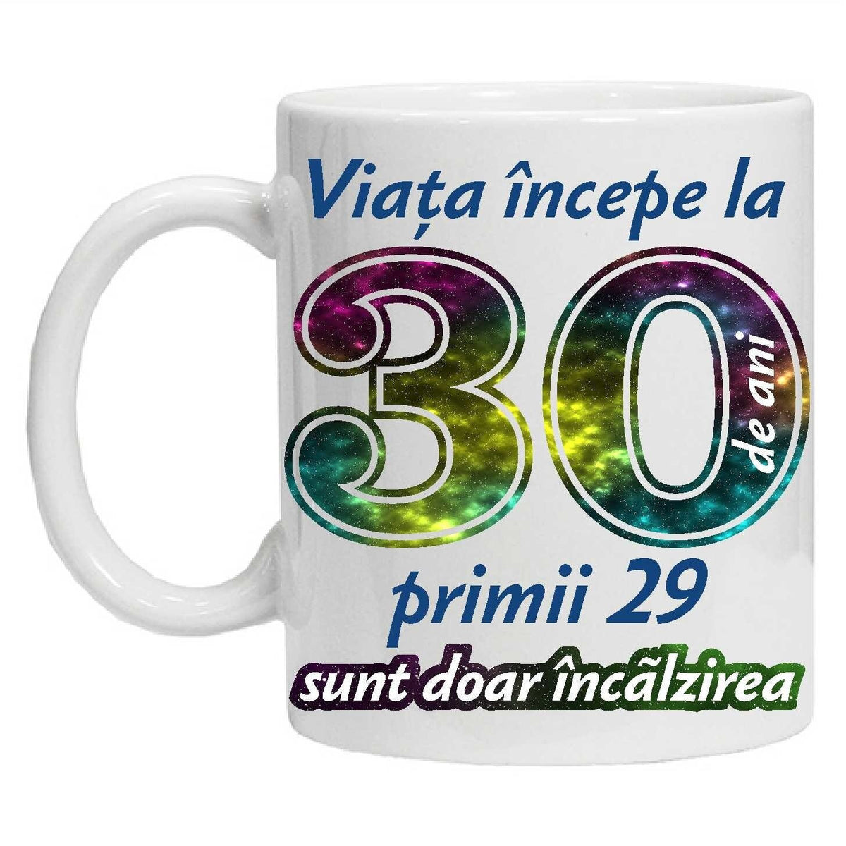Personalized Mug "Life begins at", 30 years, CRD PRINT, 330ml, white