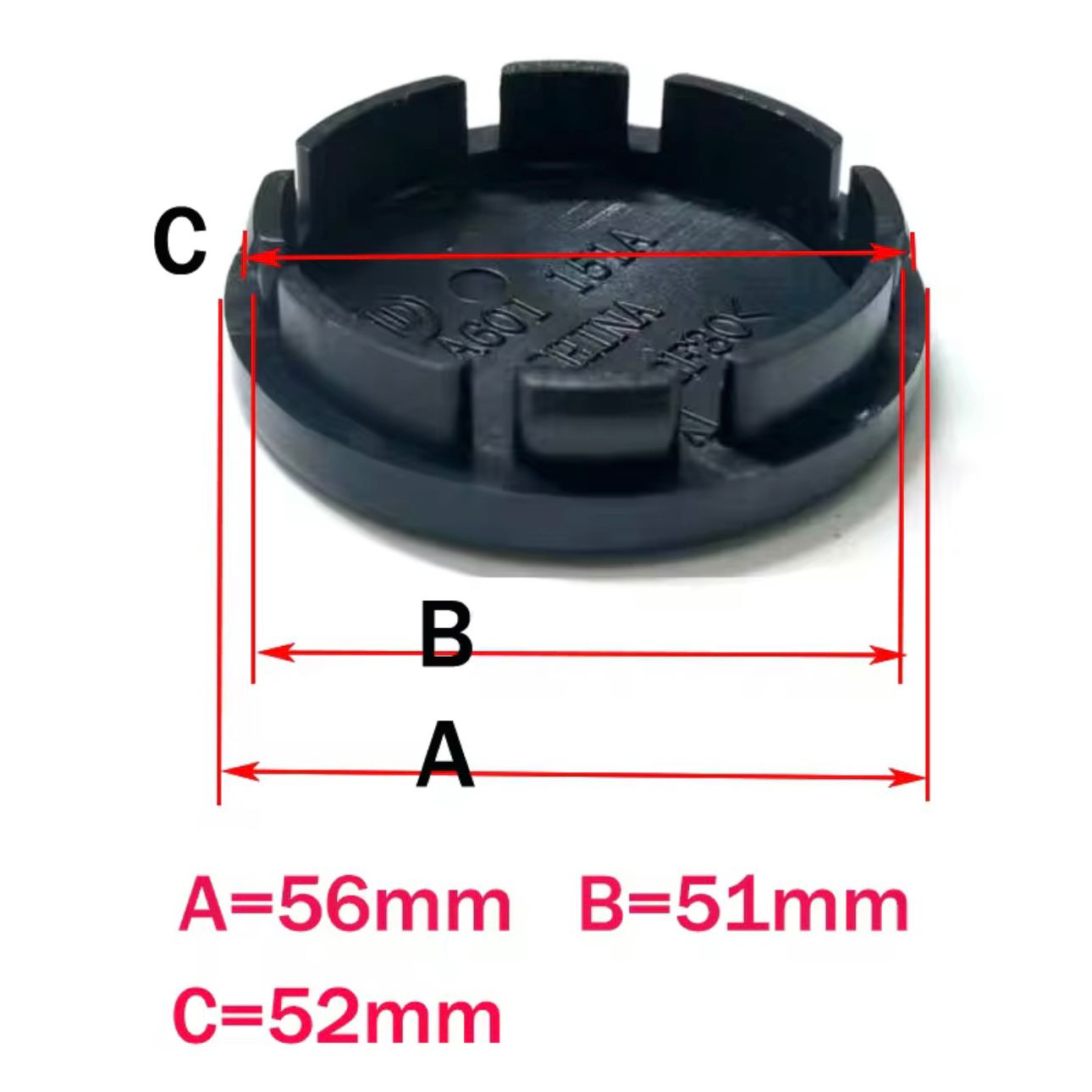 Set 4 capace roti 56mm Audi Negru Rosu compatibil/inlocuitor janta aliaj