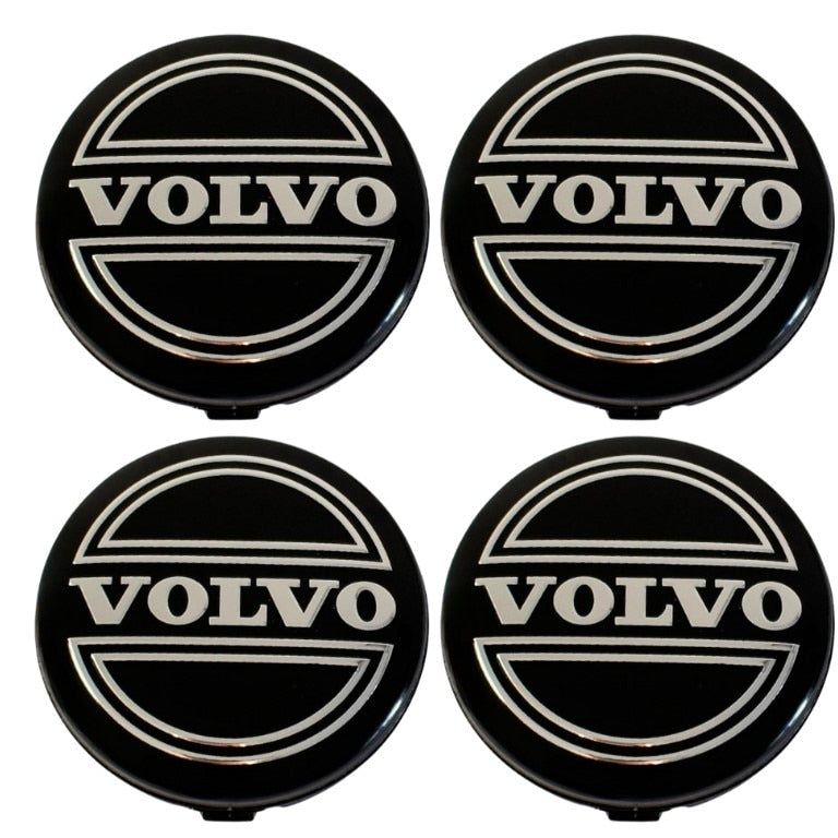 Set 4 capace pentru jante VOLVO, Argintiu/Negru, 64mm