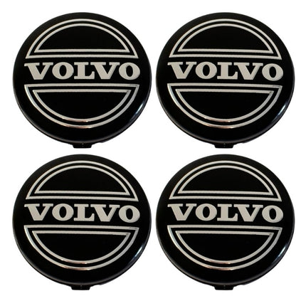 Set 4 capace pentru jante VOLVO, Argintiu/Negru, 64mm