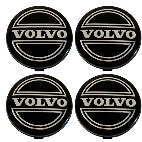 Set 4 capace pentru jante VOLVO, Argintiu/Negru, 64mm