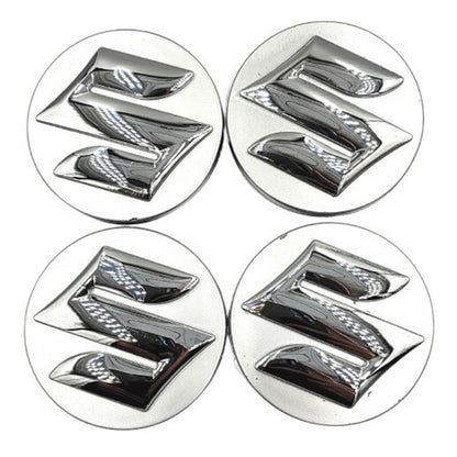 Set 4 capace jante SUZUKI, 58mm, Negru, Argintiu
