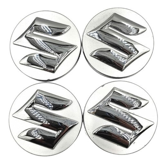 Set 4 capace jante SUZUKI, 58mm, Negru, Argintiu