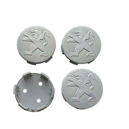 Set 4 capace jante Peugeot, 60mm pentru jante aliaj, Argintii