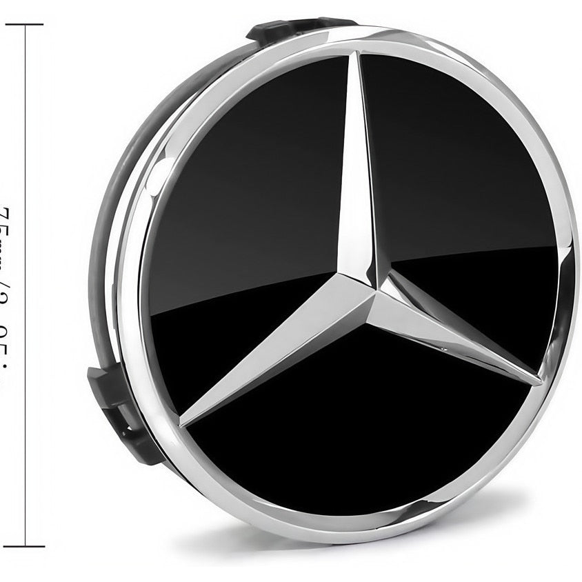 Set de 4 capace centrale pentru roti Mercedes-Benz 75mm, negru