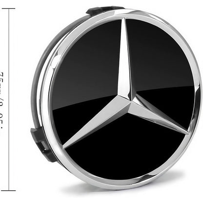 Set de 4 capace centrale pentru roti Mercedes-Benz 75mm, negru