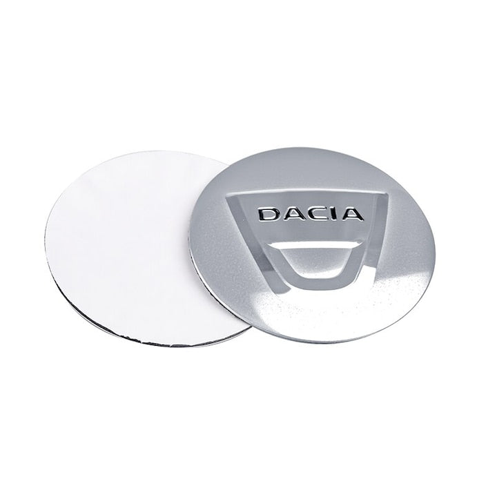 Set 4 stickere Dacia din tabla autoadezive 56mm argintii