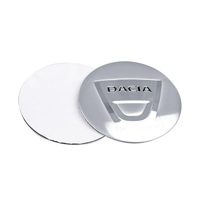 Set 4 stickere Dacia din tabla autoadezive 56mm argintii