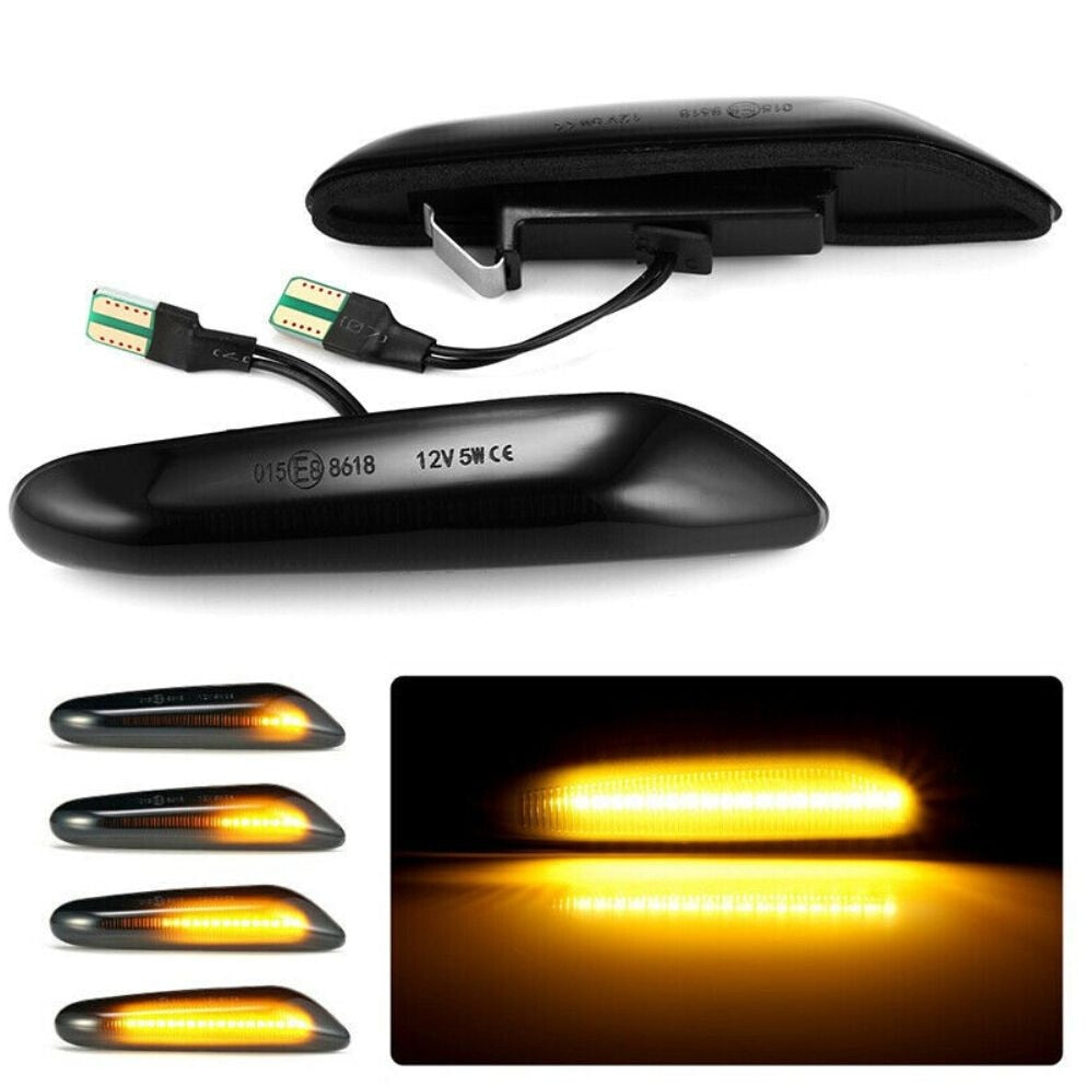Semnalizari LED Dinamice pentru BMW E90 E92 E60 E87 E82, set 2 bucati, Negru fumuriu