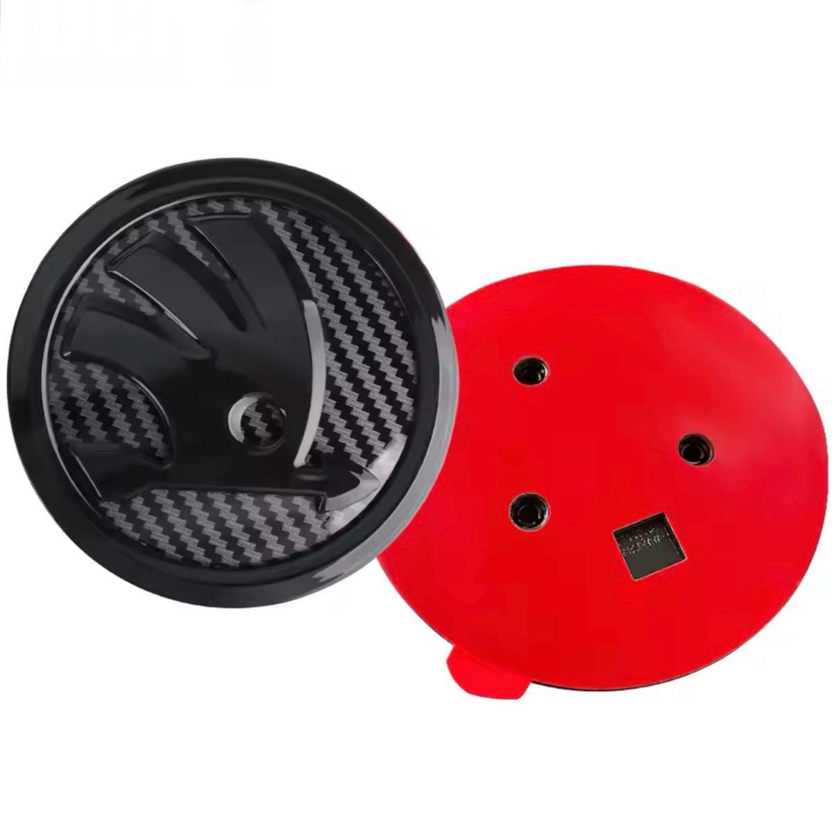 Set doua embleme capota 90mm si portbagaj 80 mm pentru Skoda, Carbon