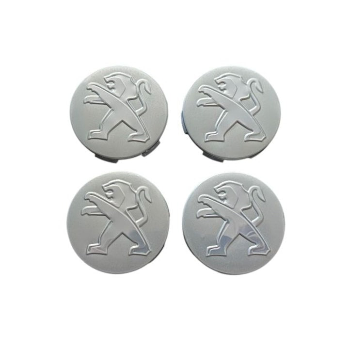 Set 4 capace jante Peugeot, 60mm pentru jante aliaj, Argintii