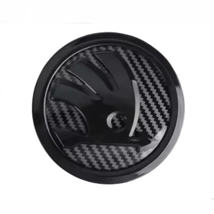 Set doua embleme capota 90mm si portbagaj 80 mm pentru Skoda, Carbon
