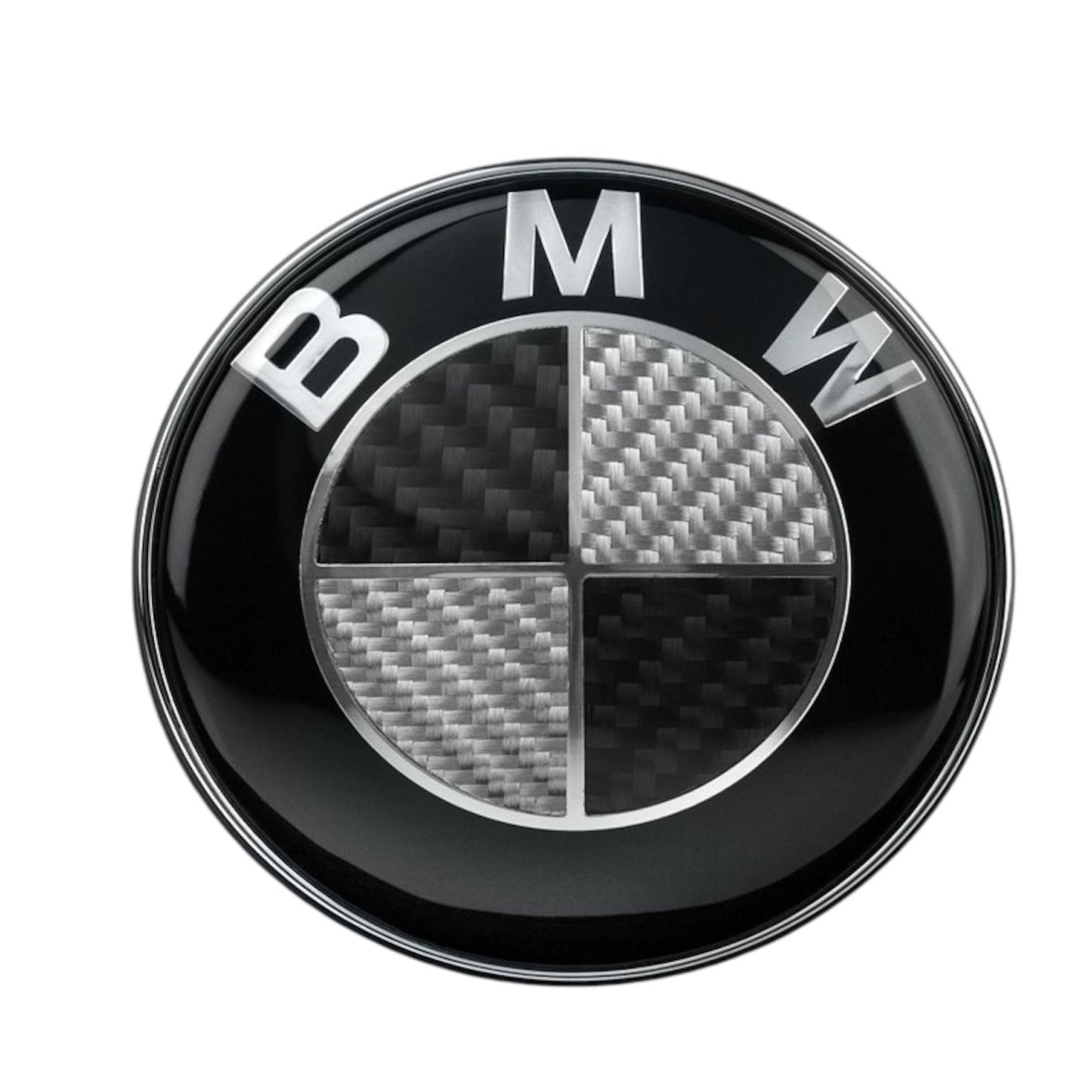 Emblema BMW portbagaj/haion 74mm, negru-carbon