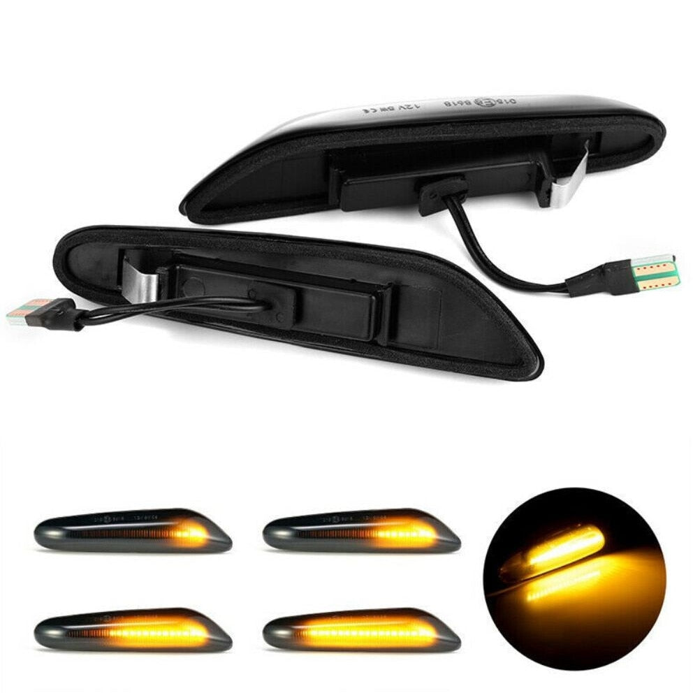 Semnalizari LED Dinamice pentru BMW E90 E92 E60 E87 E82, set 2 bucati, Negru fumuriu
