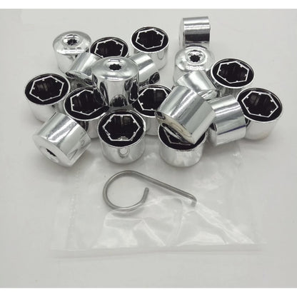 Set 20 capace prezoane pe 17 + cheie de scos capacele, argintii