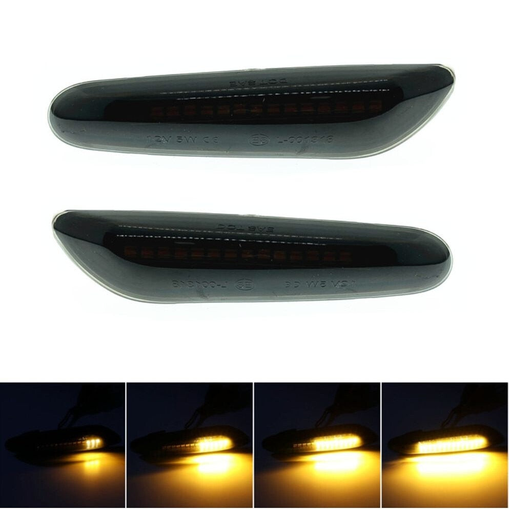 Semnalizari LED Dinamice pentru BMW E90 E92 E60 E87 E82, set 2 bucati, Negru fumuriu