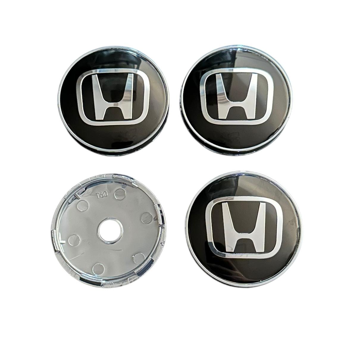 Set 4 capace roti 60mm Honda Negru compatibil/inlocuitor janta aliaj