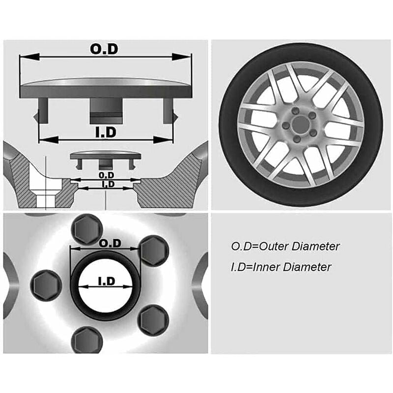Set capace roti, QttvbTna, ABS, Compatibil cu Citroen, 60 mm, Argintiu/Negru