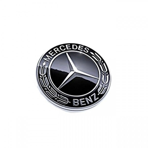 Emblema capota Mercedes 57mm negru/argintiu compatibil cu W204 W124 W201 W202 W212 W220 W205 GLA CLA