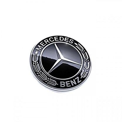 Emblema capota Mercedes 57mm negru/argintiu compatibil cu W204 W124 W201 W202 W212 W220 W205 GLA CLA