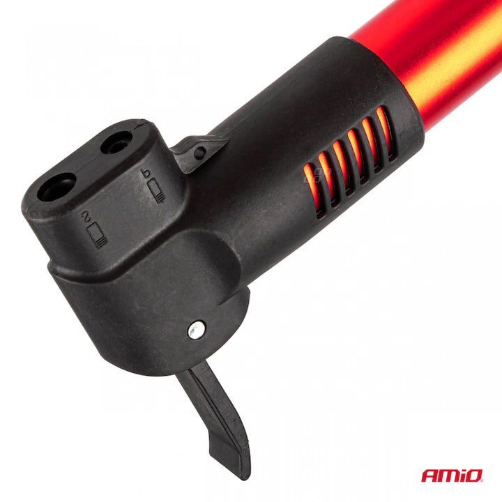 Pompa manuala pentru bicicleta AMiO PU01, 28cm, compatibila cu valve Presta si Schrader, design modern