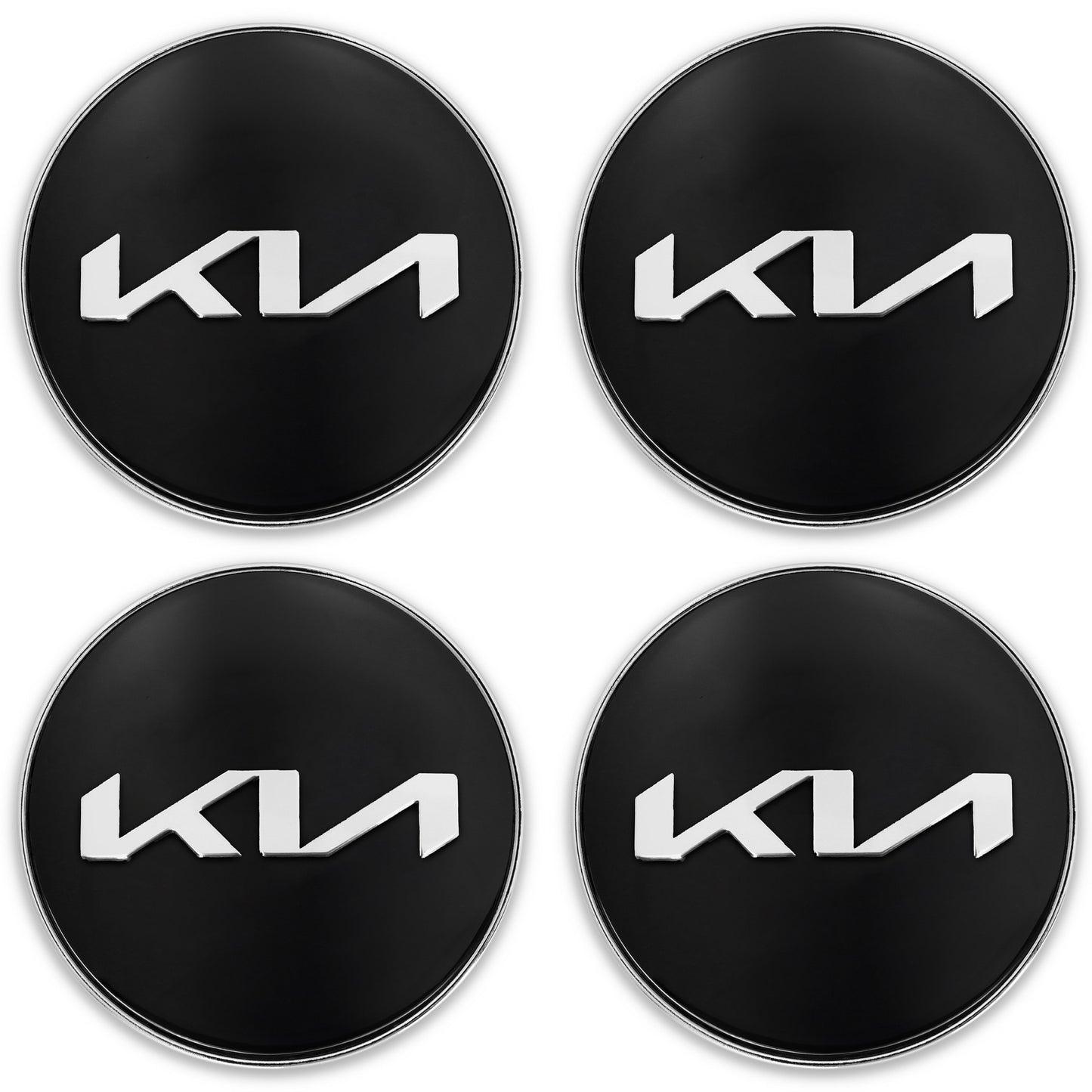 Capace jante auto, Kia, 60mm, set 4 bucati, negru-argintiu, ABS, aluminiu