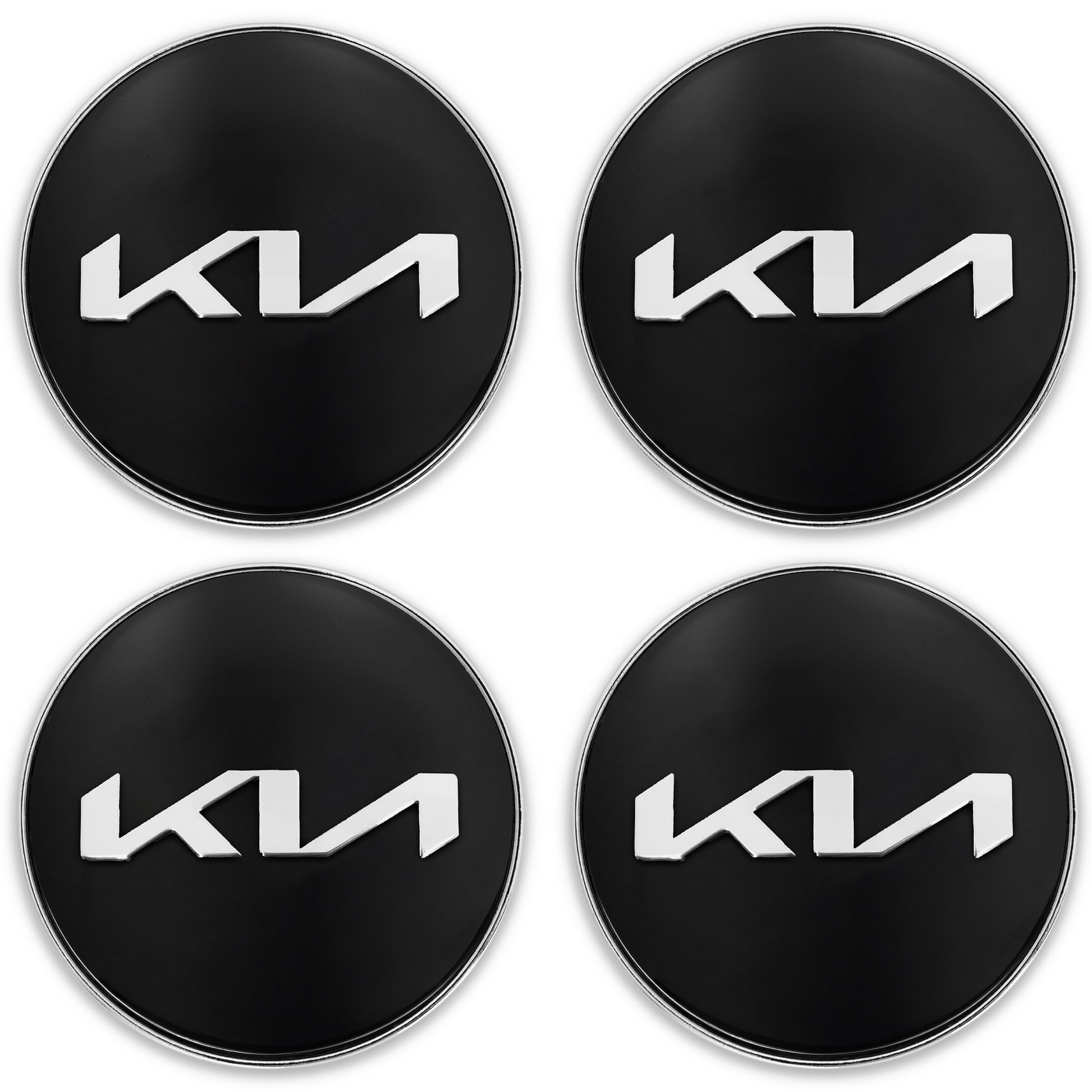 Capace jante auto, Kia, 60mm, set 4 bucati, negru-argintiu, ABS, aluminiu