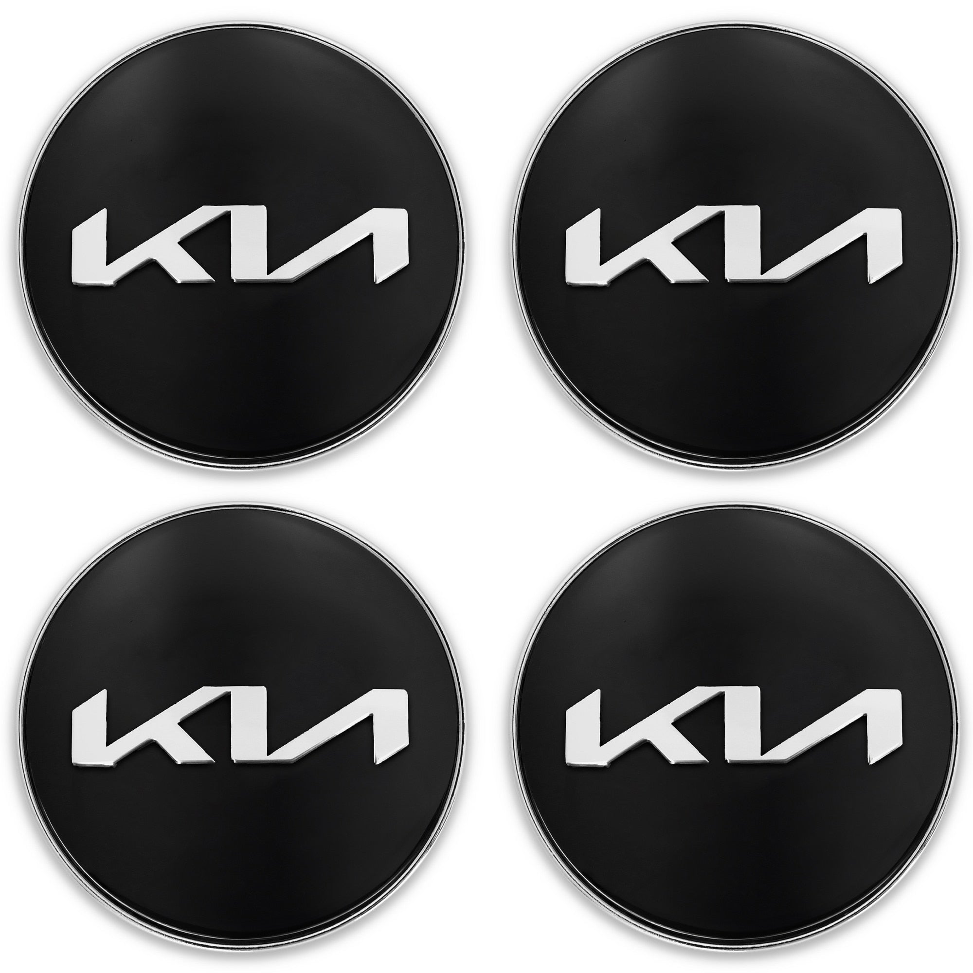 Capace jante auto, Kia, 60mm, set 4 bucati, negru-argintiu, ABS, aluminiu