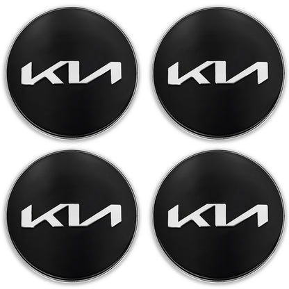 Capace jante auto, Kia, 60mm, set 4 bucati, negru-argintiu, ABS, aluminiu