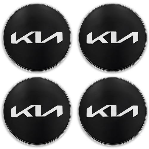 Capace jante auto, Kia, 60mm, set 4 bucati, negru-argintiu, ABS, aluminiu