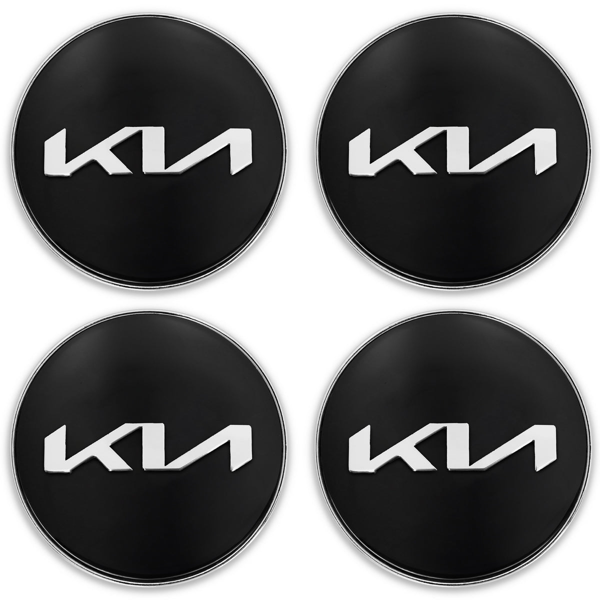 Capace jante auto, Kia, 60mm, set 4 bucati, negru-argintiu, ABS, aluminiu