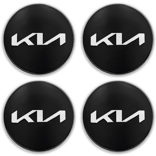 Capace jante auto, Kia, 60mm, set 4 bucati, negru-argintiu, ABS, aluminiu