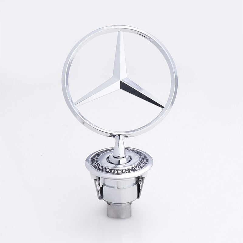 Insigna capota fata Mercedes-Benz Clasa C/E/S, sigla Mercedes-Benz [spic de grau albastru], C200 E300L E260L, S450, Fudisenn, insigna, stea, argintiu