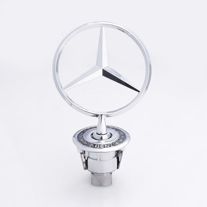 Insigna capota fata Mercedes-Benz Clasa C/E/S, sigla Mercedes-Benz [spic de grau albastru], C200 E300L E260L, S450, Fudisenn, insigna, stea, argintiu