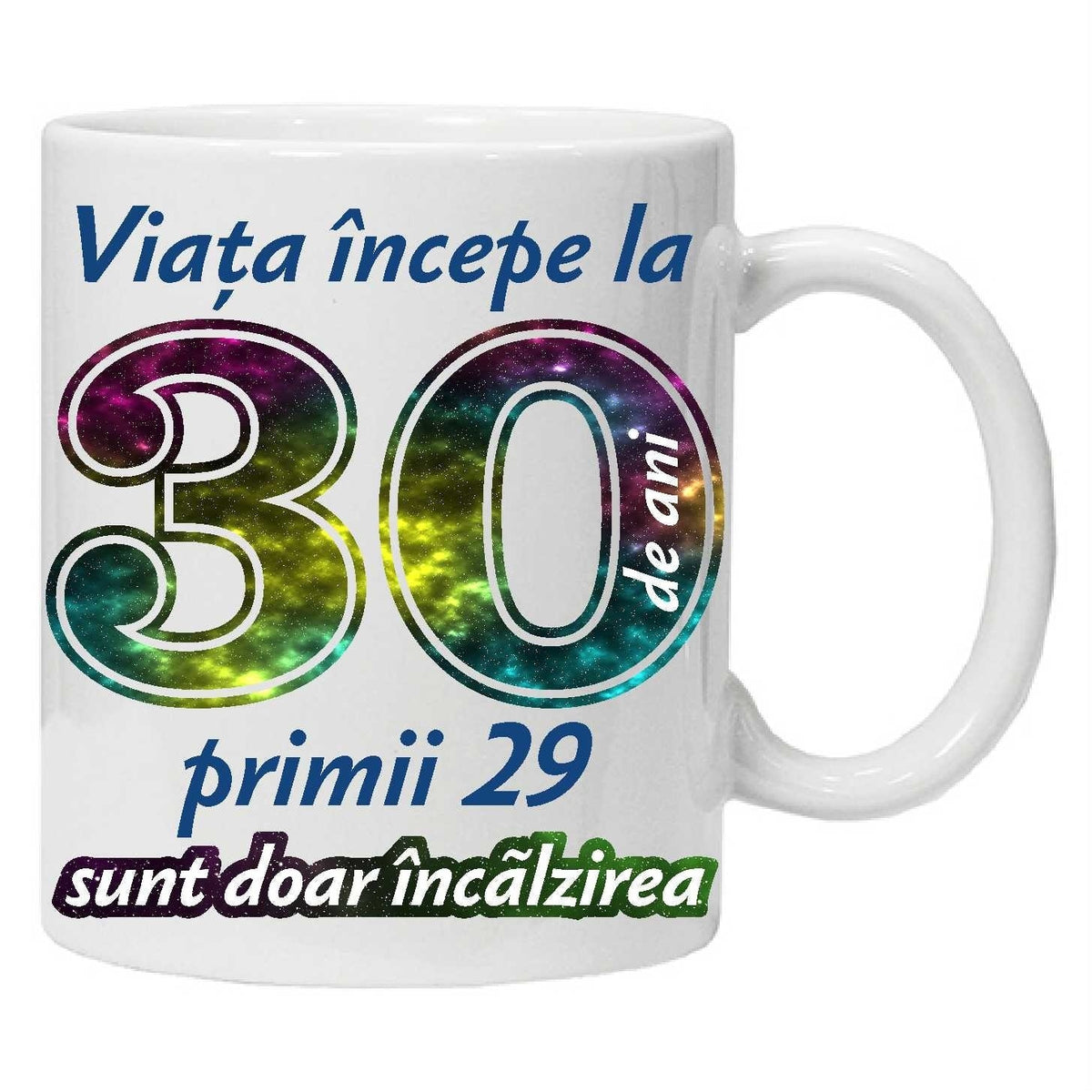 Personalized Mug "Life begins at", 30 years, CRD PRINT, 330ml, white