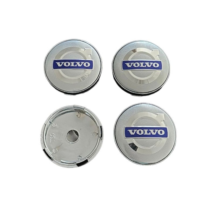 Set 4 capace roti 60mm Volvo argintii compatibil/inlocuitor janta aliaj