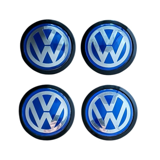 Set 4 capace roti 75mm exterior, 69mm interior VW albastre compatibil/inlocuitor janta aliaj