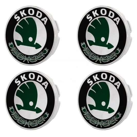 Set 4 capace 56mm, SKODA, Verde-Negru, pentru jante aliaj