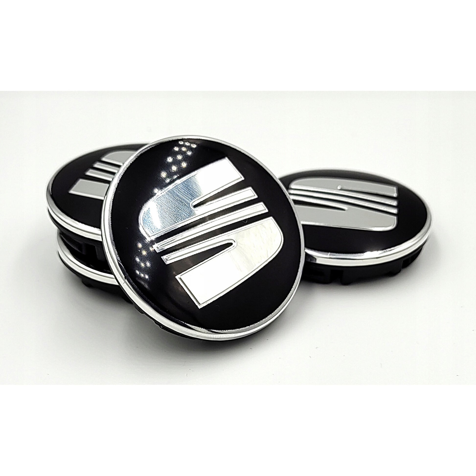 Set 4 capace centrale pentru jante, SEAT 55 mm, negru argintiu