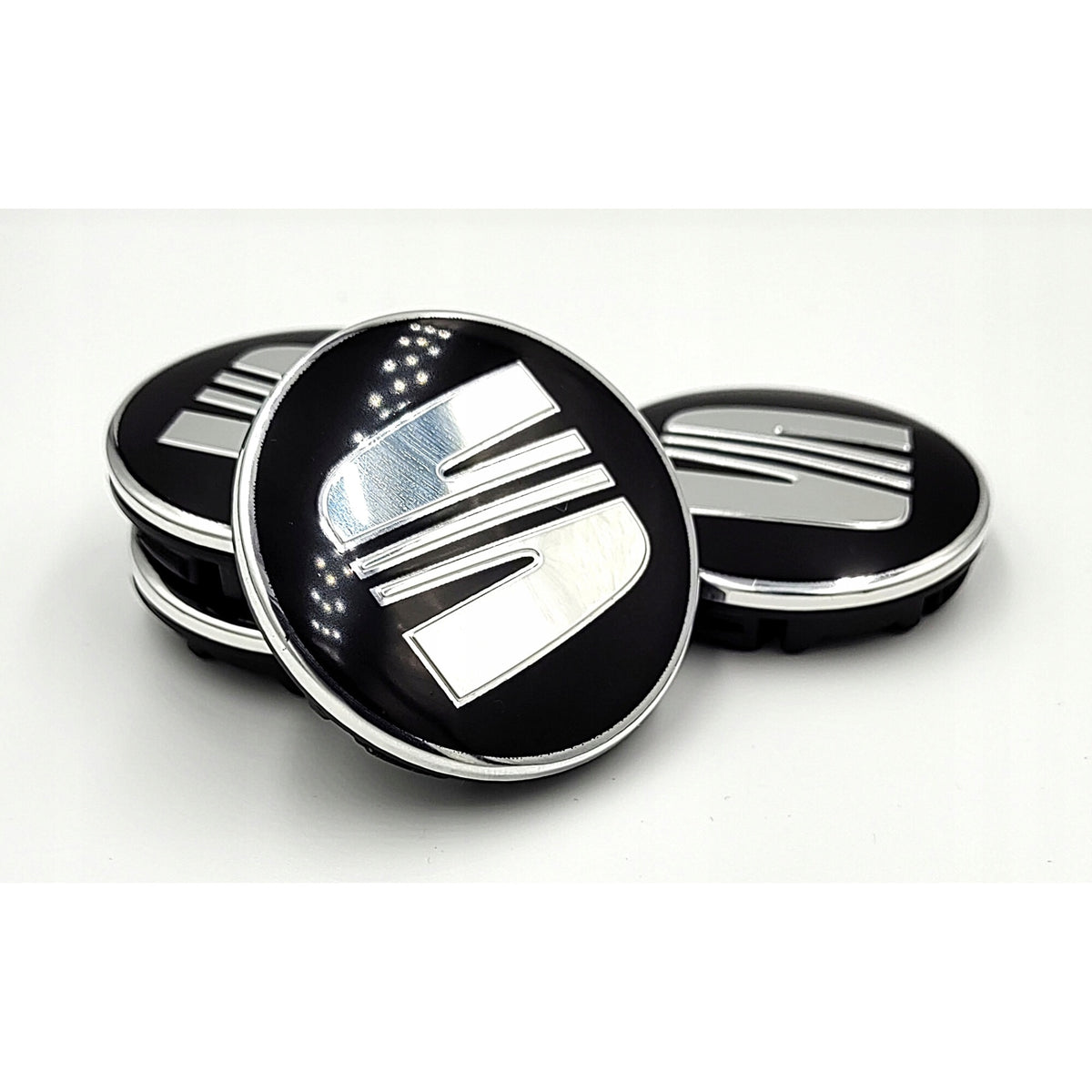 Set 4 capace centrale pentru jante, SEAT 55 mm, negru argintiu