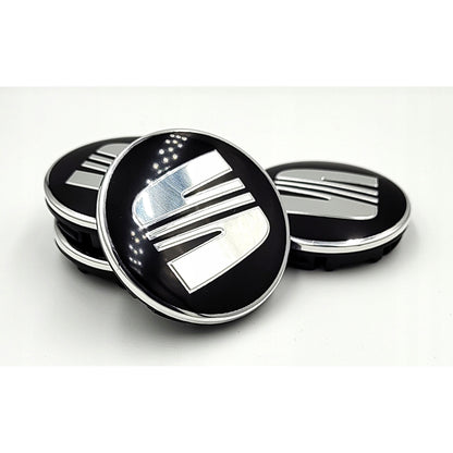 Set 4 capace centrale pentru jante, SEAT 55 mm, negru argintiu
