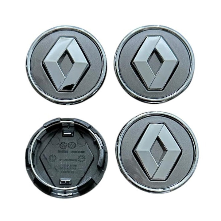 Set 4 capacele roti 57 mm Renault, Gri Chrome