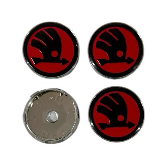 Set 4 capacele roti 60mm, pentru jante aliaj Skoda Rosu