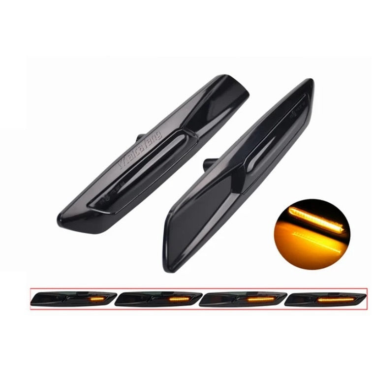 Set 2 lampi semnalizare led dinamica pe aripa, compatibile BMW 1 3 5 Series F30 E90 E91 E92 E93 E46 E60 E61 BMW F10 Style
