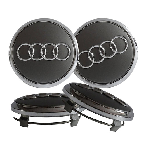 Set 4 capacele roti 60 mm Audi, pentru jante aliaj, Grafit chrom
