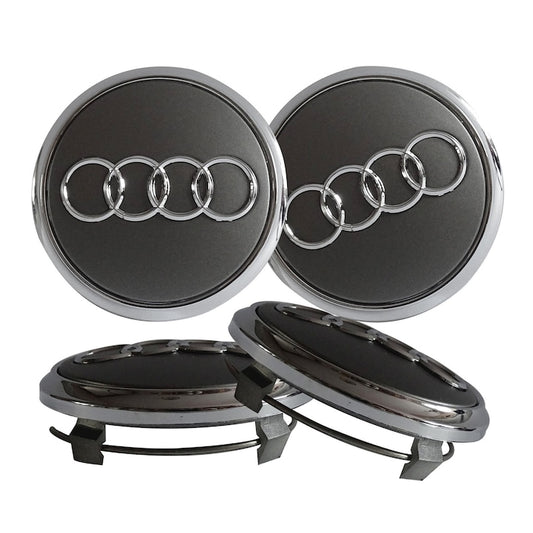 Set 4 capacele roti 60 mm Audi, pentru jante aliaj, Grafit chrom
