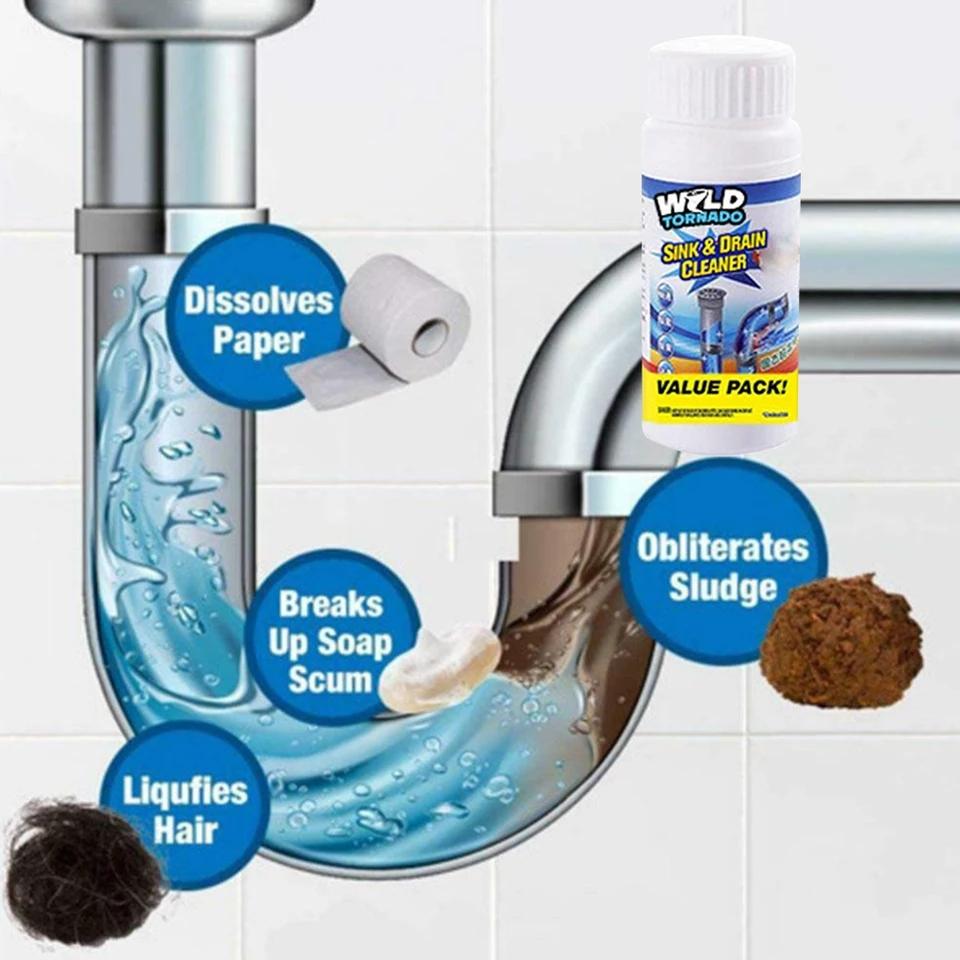 Dispozitiv de curatare puternic pentru chiuvete si scurgeri, pulbere portabila, solutie instantanee, 100g - WILD TORNADO